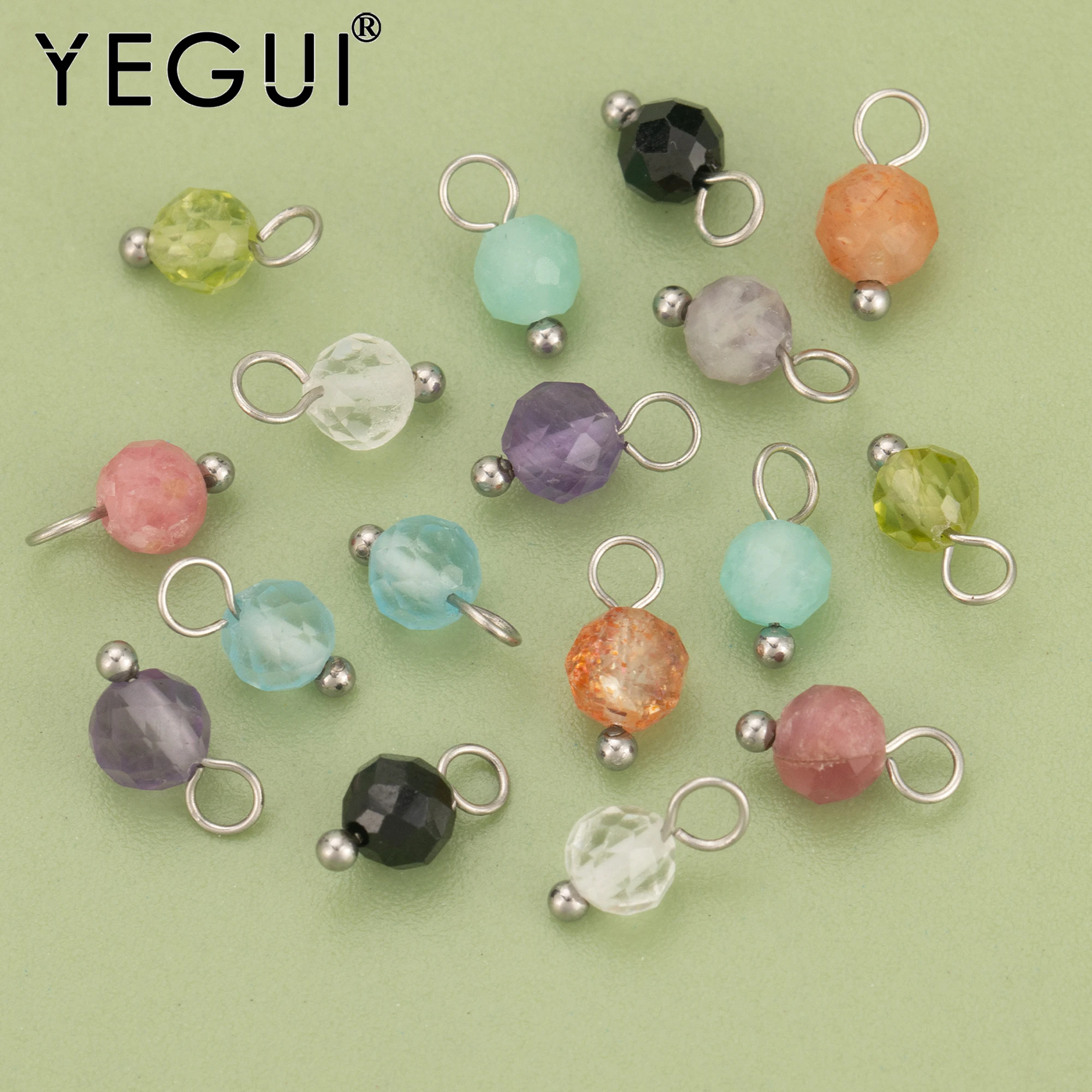 Image of YEGUI, 20 Stück/Los, MH25, Schmuckzubehör, Edelstahl, Naturstein, Charms, handgefertigt, Schmuckherstellung, DIY-Anhänger