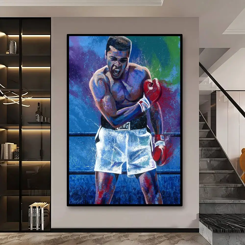 جديد كلاسيكي محمد علي قماش اللوحة الشهيرة الملاكم إلهام المشارك ورق مقاوم للماء ملصق مقهى البيت بار طلاء جدران