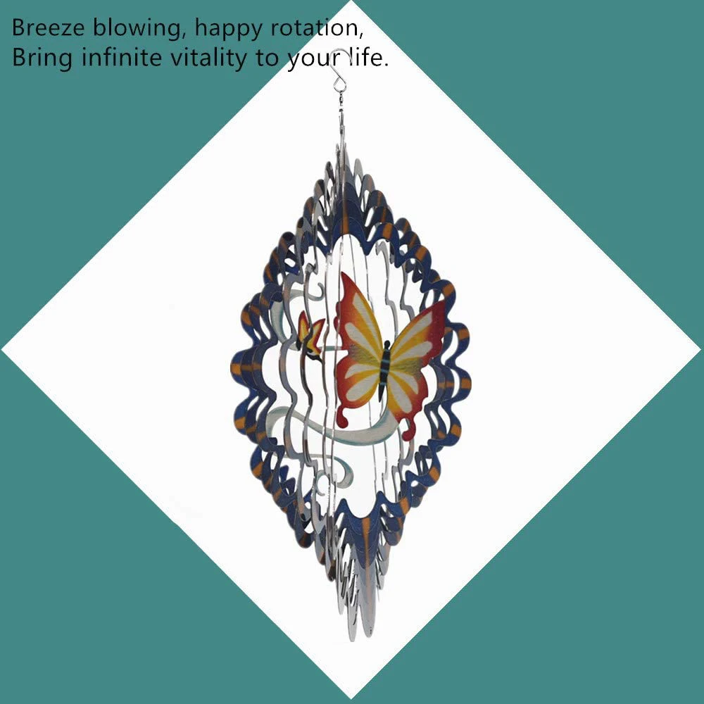 

【СКИДКА】Ветряные волчки из нержавеющей стали, 3D-украшение для сада, для дома и улицы, синие металлические ветряные волчки в форме бабочки-12