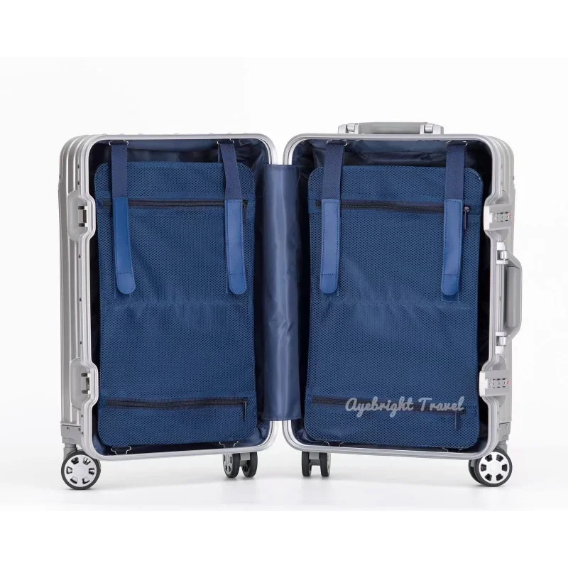 Full Aluminum Magnesium Suitcase Luggage Aluminum Frame Luggage Password suitcase on wheels 20/24/26/29middle size luggage