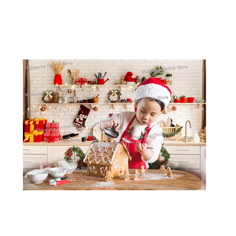 Зимняя кухня, приготовление пищи, детский художественный фон на день рождения, Рождественский шкаф, рождественские подарки, портретный фон для фотосессии для взрослых