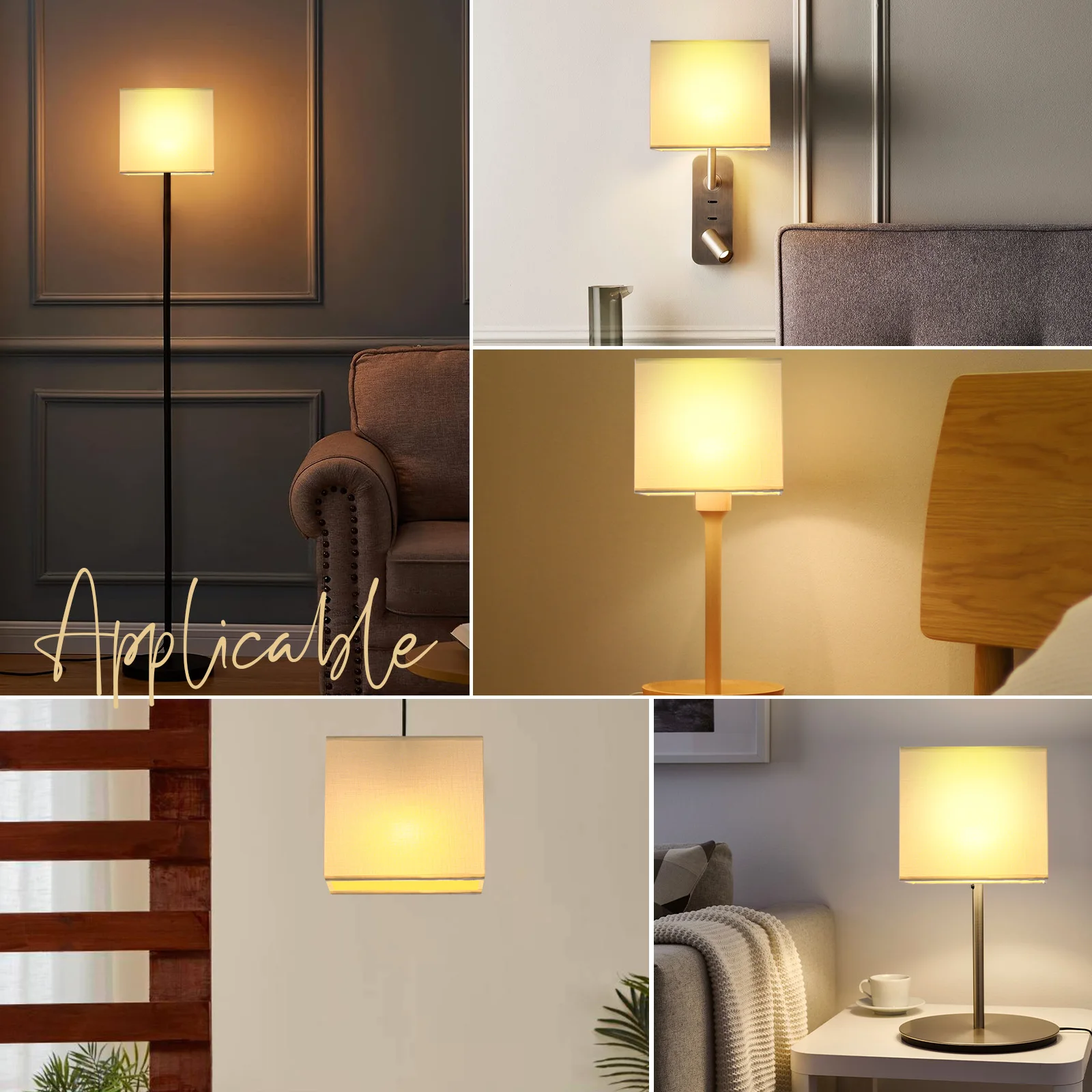 

Fabric Lampshade Rectangular Cloth Lamp Shade for Table Desk Bedside Simple Replacement Dustproof Decorative Lighting Home