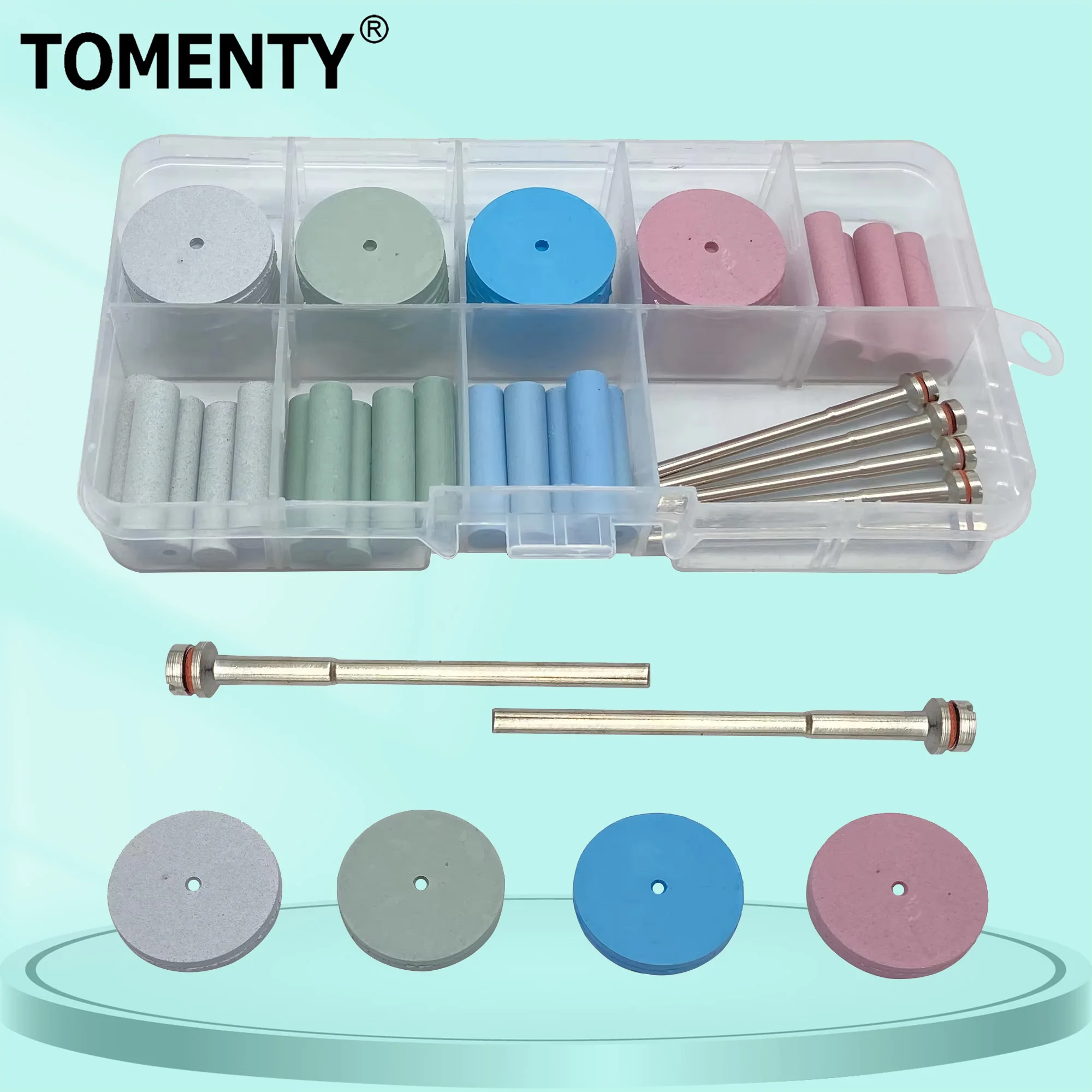 

TOMENTY 1 коробка, наборы стоматологических полировальных кругов, круглая силиконовая резина, шлифовальная полировка для низкоскоростного отбеливания зубов, полировщик