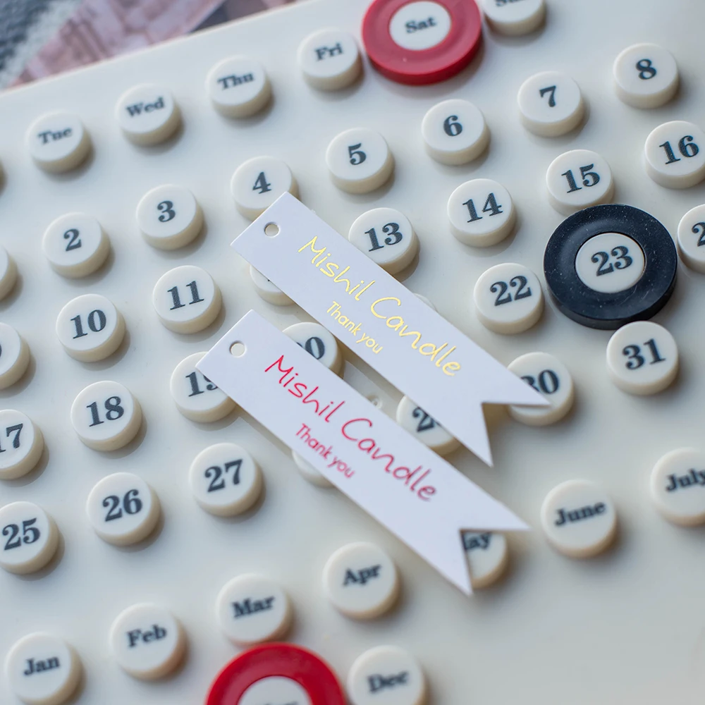 

TT14-18x80mm Candle Label Personalized Customization Golden Text Print Customize Text Logo Product Tags Handmade With Love