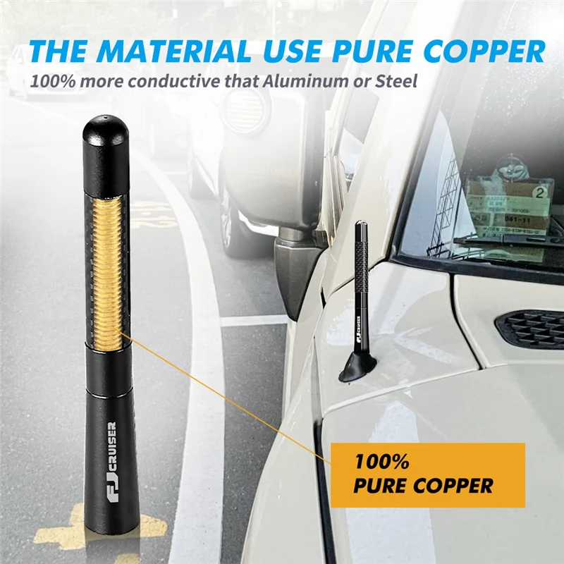 06-21 Year FOR Toyota FJ Cruiser Accessories Exterior Modification Aluminum Alloy Carbon Fiber Radio Antenna Decoration