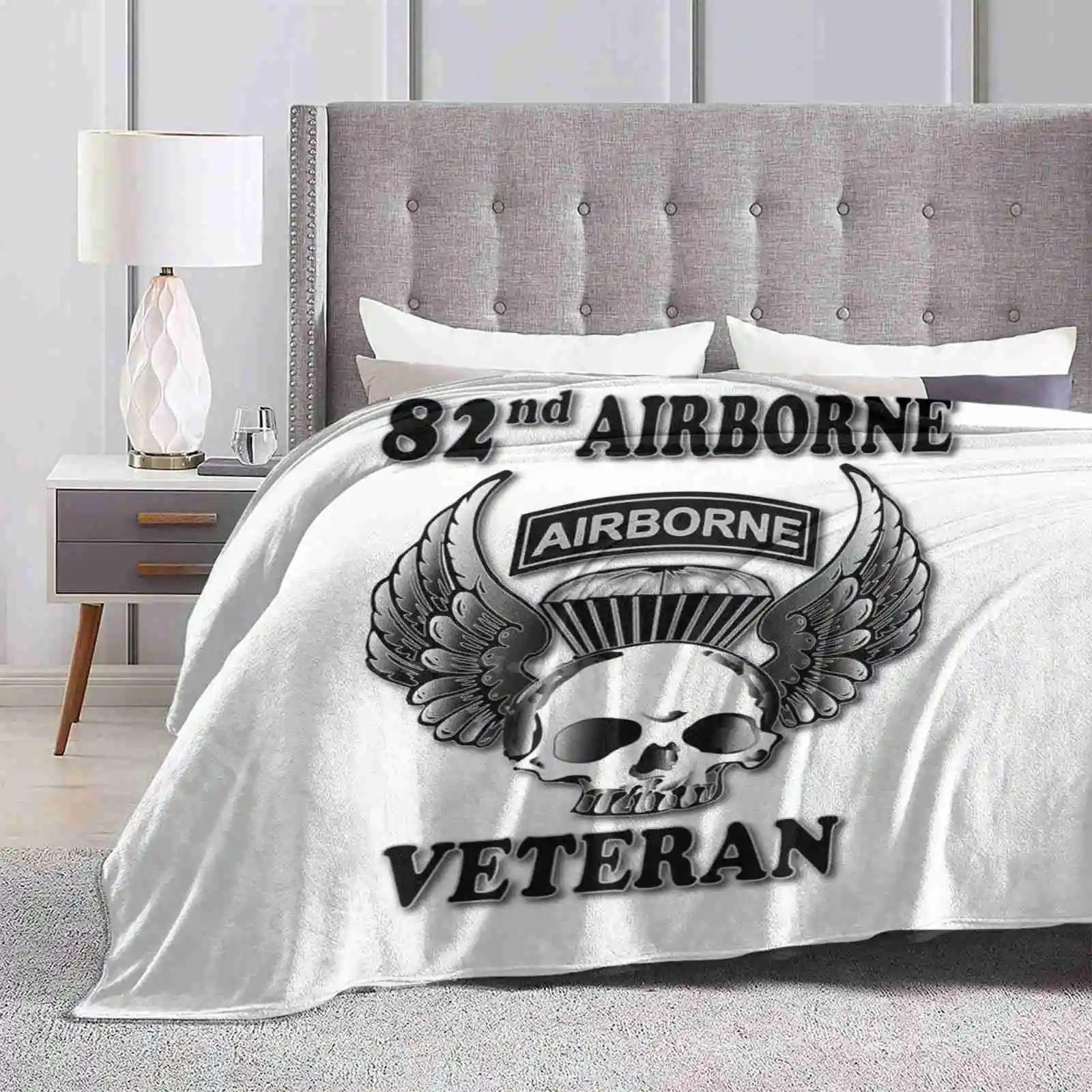 82Nd Airborne Veteran Creative Design Light Thin Soft Flannel Blanket 82Nd Airborne Paratrooper Ft Bragg Eighty Deuce Military