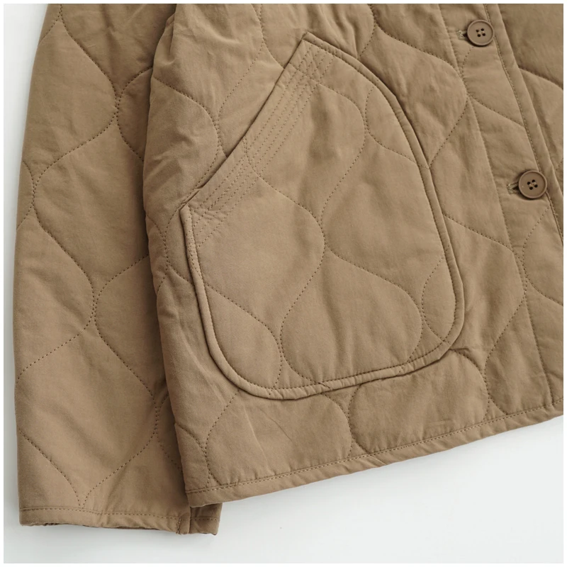 Lightweight Long Sleeved Padded Jacket for Men Women Loose Casual Japanese Retro Single Breasted Clip on Cotton Short Parkas