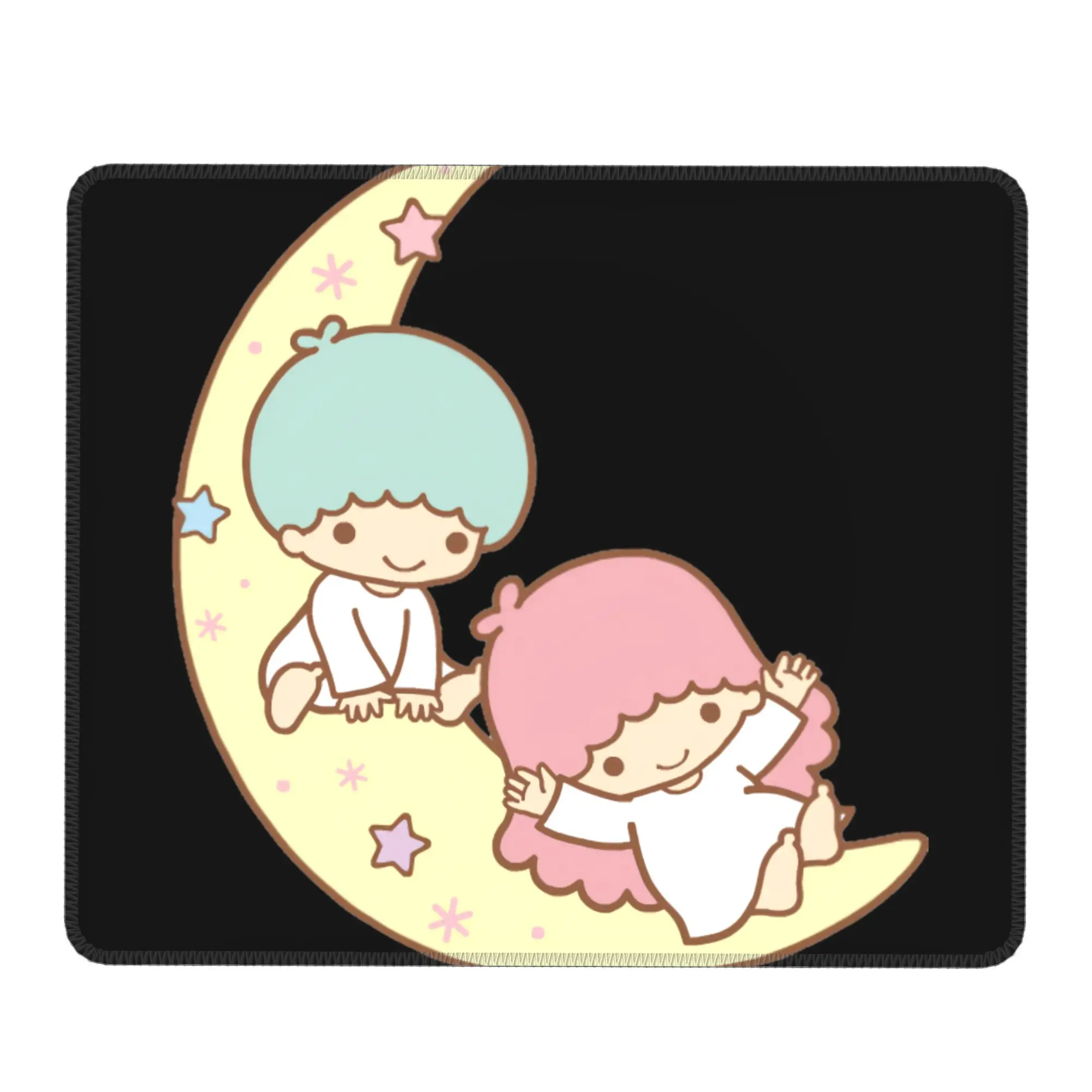 

Коврик для мыши с принтом Little Twin Stars, аксессуары для игровых ПК, коврик для мыши с оверлоком, коврик для компьютерного стола