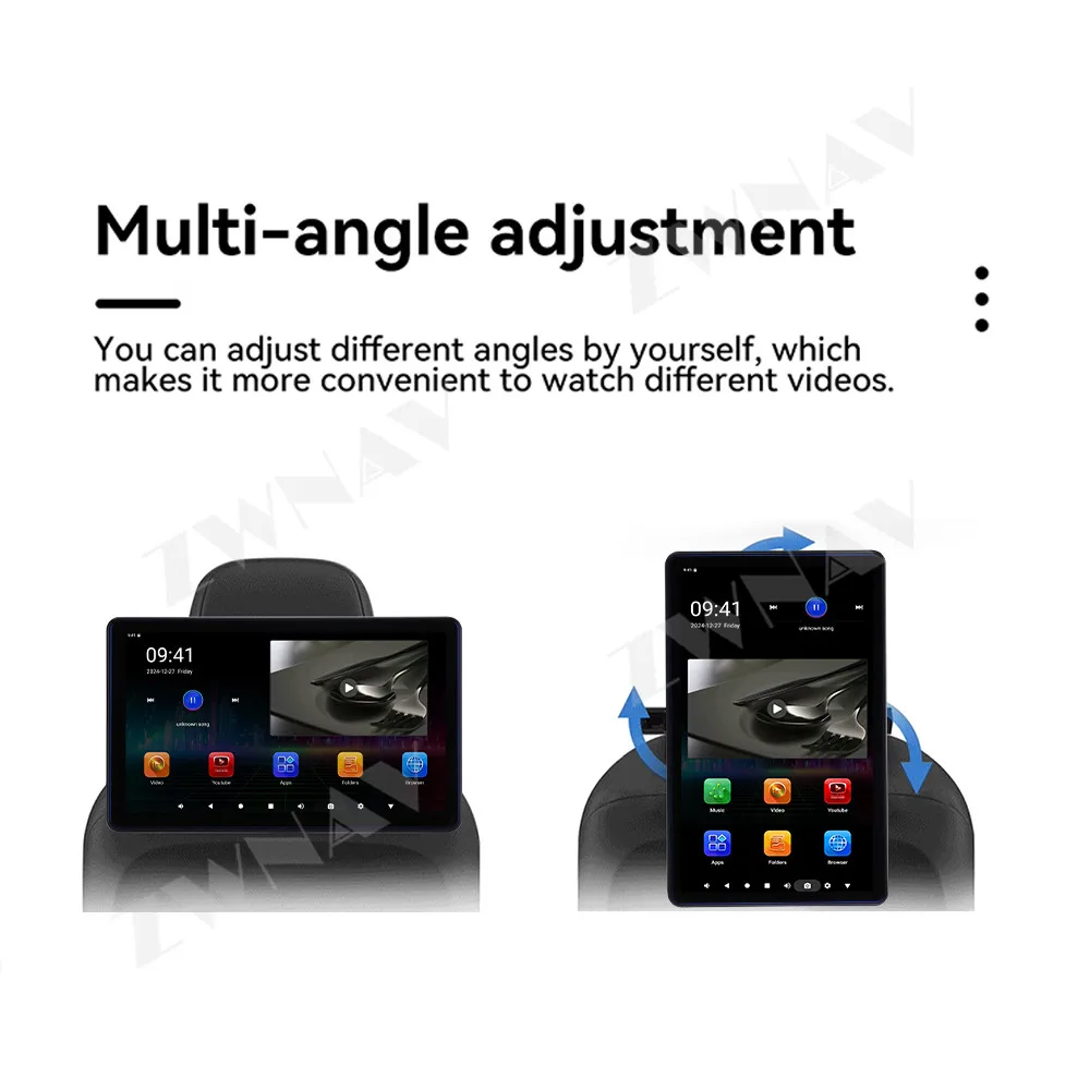 2025 Latest UI Style TV Rear Seat Entertainment Screen Universal WiFi Car Headrest Monitor Android Bluetooth Mirror Link