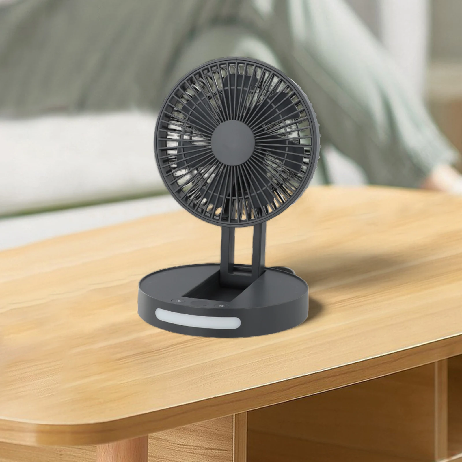 Digital Display Fan Folding Rechargeable Fan Built-in Rechargeable Battery White Cooling In Summer For Home Use