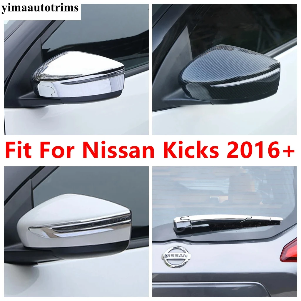 

For Nissan Kicks 2016 - 2024 Car Rearview Mirror Caps Shell Strip / Rear Window Wiper Cover Trim ABS Chrome Exterior Accessories