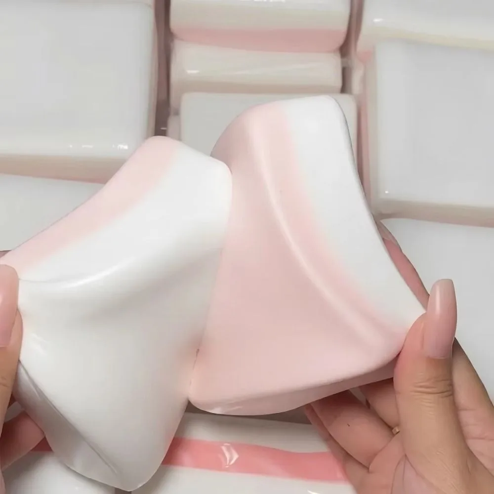 Pink Color Sticky Rice Cake Squeeze Double-Sided Slow Rebound Bread Squeeze Relaxation Fruit Sensory Fidget Gift For