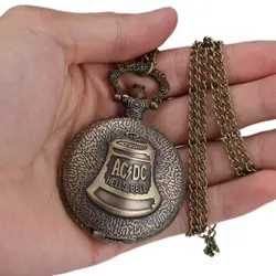 1pc Men Women Quartz Pocket Watch Bell Pattern Carved Case with Chain LL@17