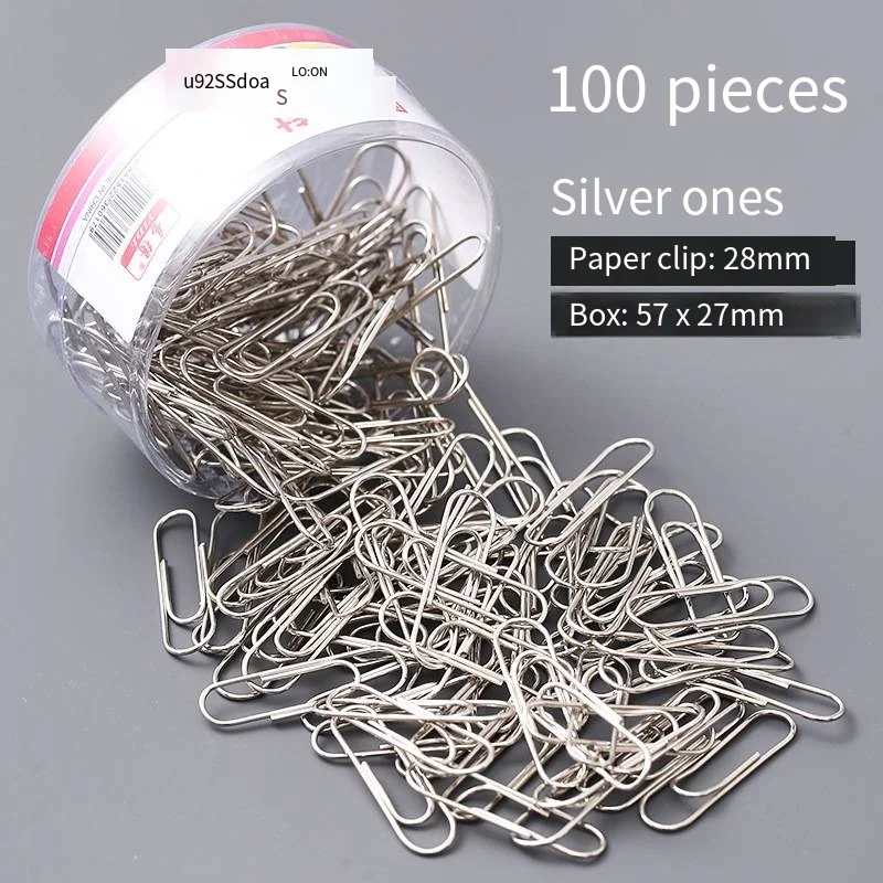 Box of 100 simple office supplies metal paper clips