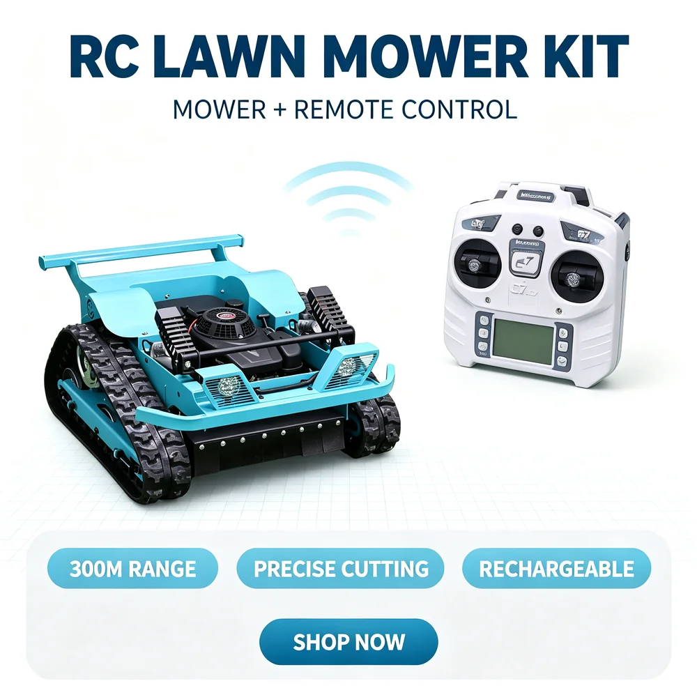 Remote Control Lawn Mower Crawler Tracked Hybrid Power Zero Turn Grass Cutter Machine All Terrain Slopes Heavy Duty Mower