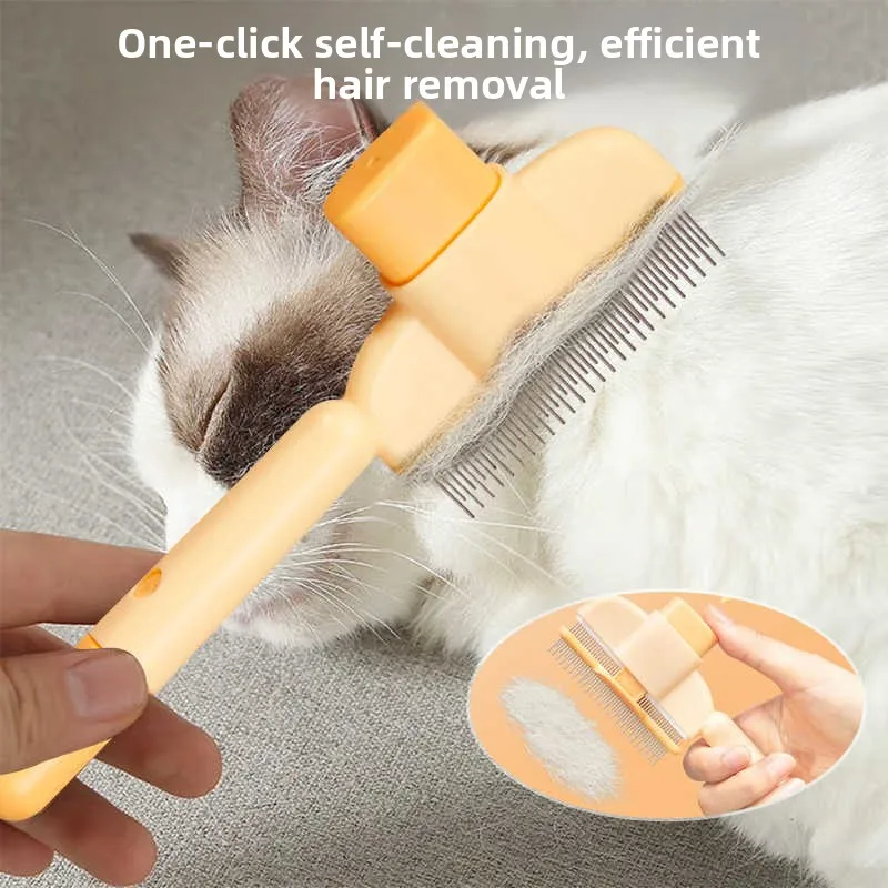 Pettine per toelettatura Accessori per gatti Cose per gatti Spazzola per peli di animali domestici Strumento autopulente per rimuovere nodi e peli galleggianti efficacemente