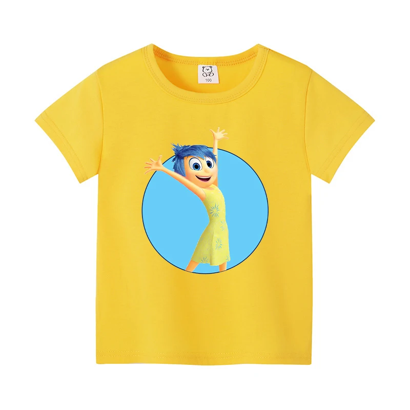 Inside Out 2 Disney Children T Shirt Boys Girls Clothes Tops Cotton Short Sleeve Summer Cartoon Anime Kids Cute Birthday Gifts