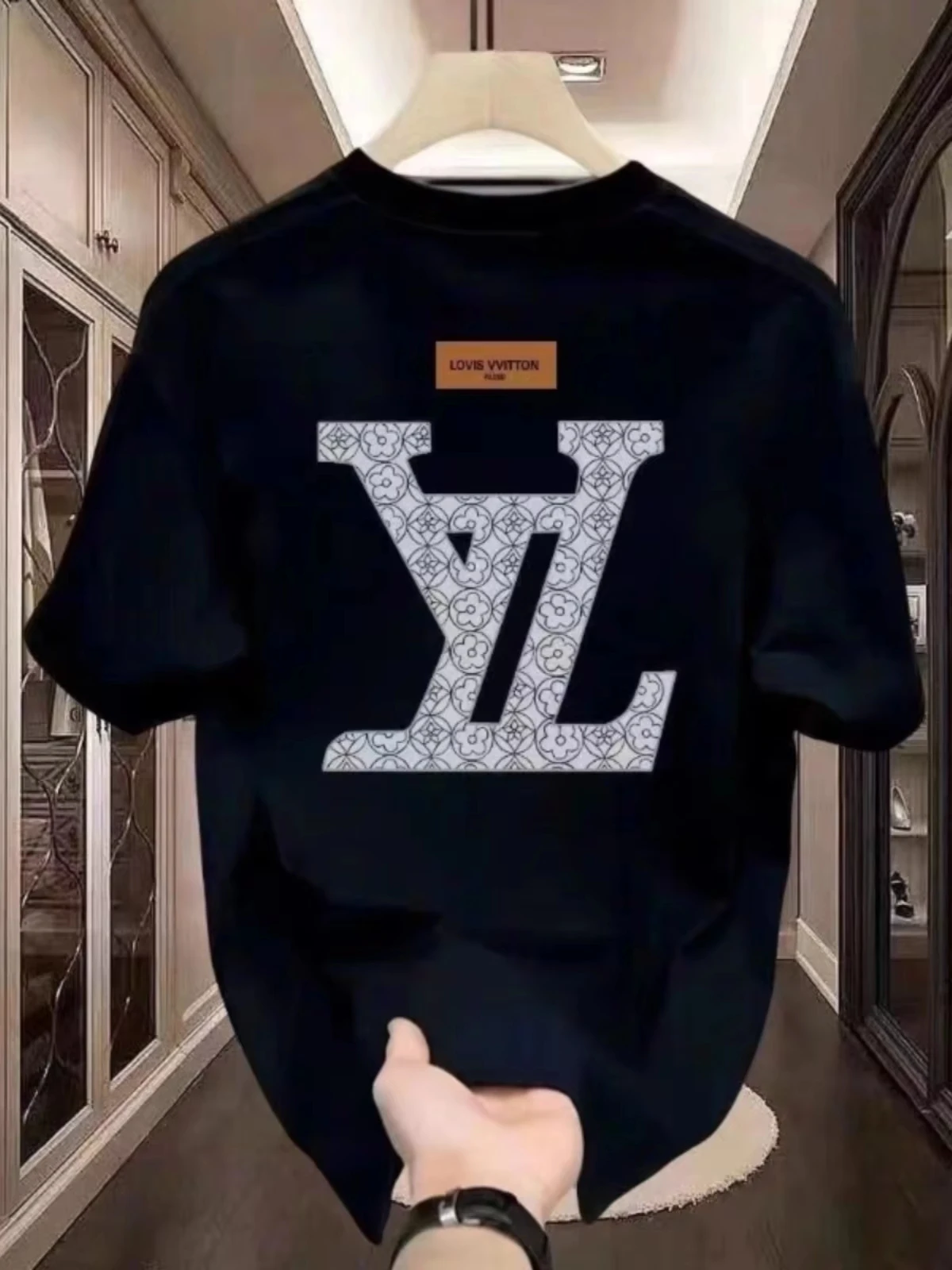 T-Shirt für Herren, hochwertig, kurzärmelig, Marke, klassisch bedruckt, reine Baumwolle, lässig, vielseitig, Rundhals-Kurzarmhemd