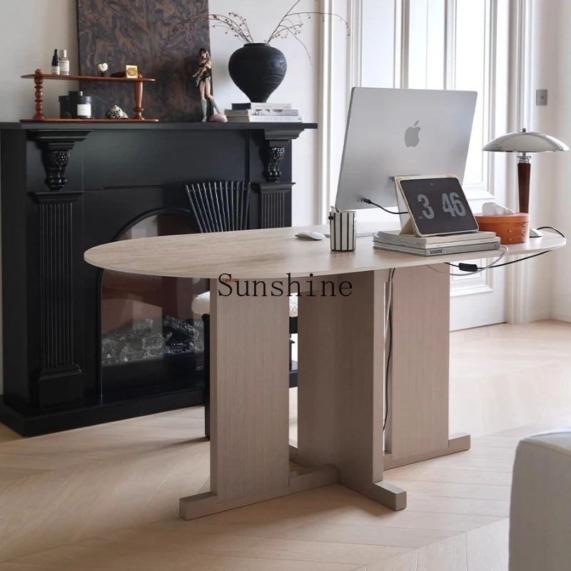 

Solid wood rock slab eating table rectangular household living room modern simple light luxury small apartment