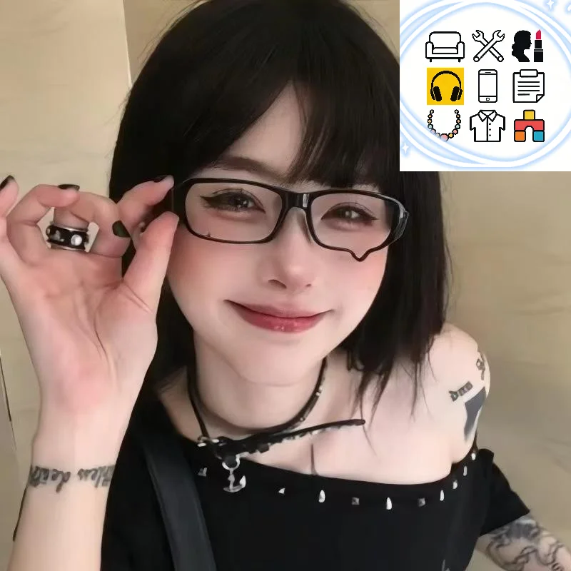 Y2K New Anime Crying Dripping Tears Glasses Unisex Black Eyeglass Frame Retro Kawaii Fashion Halloween Cosplay Accessories