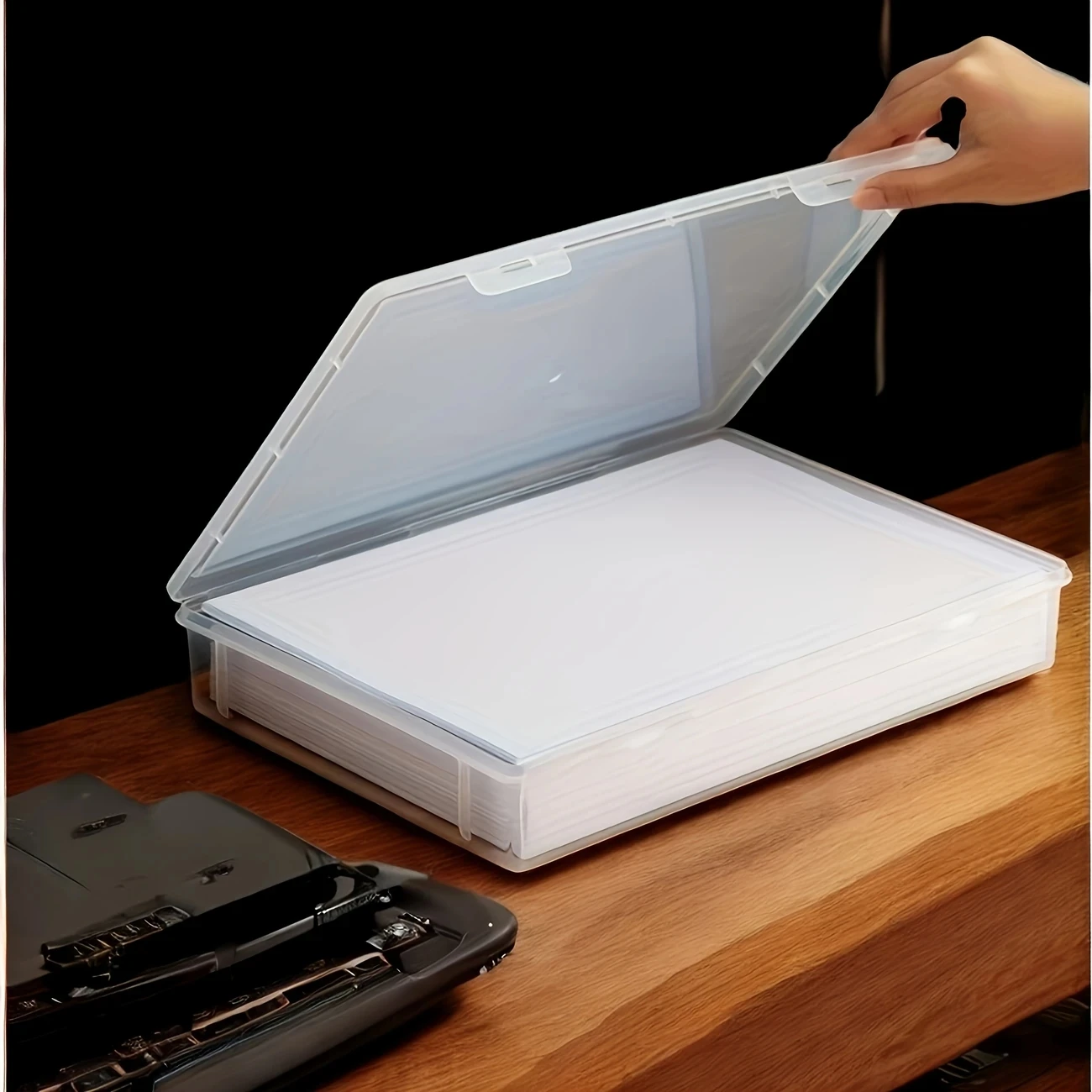 1Pc Transparent Storage Container Plastic Dustproof Box Stationery Jewelry Portable Large Capacity A4 A5 File Organizer Supplies