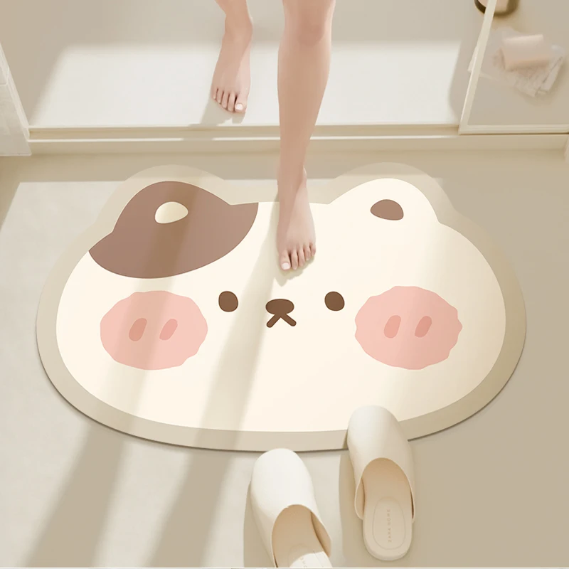 Cartoon diatom mud absorbent cushion bathroom bathroom door foot pad non-slip floor mat toilet toilet small carpet