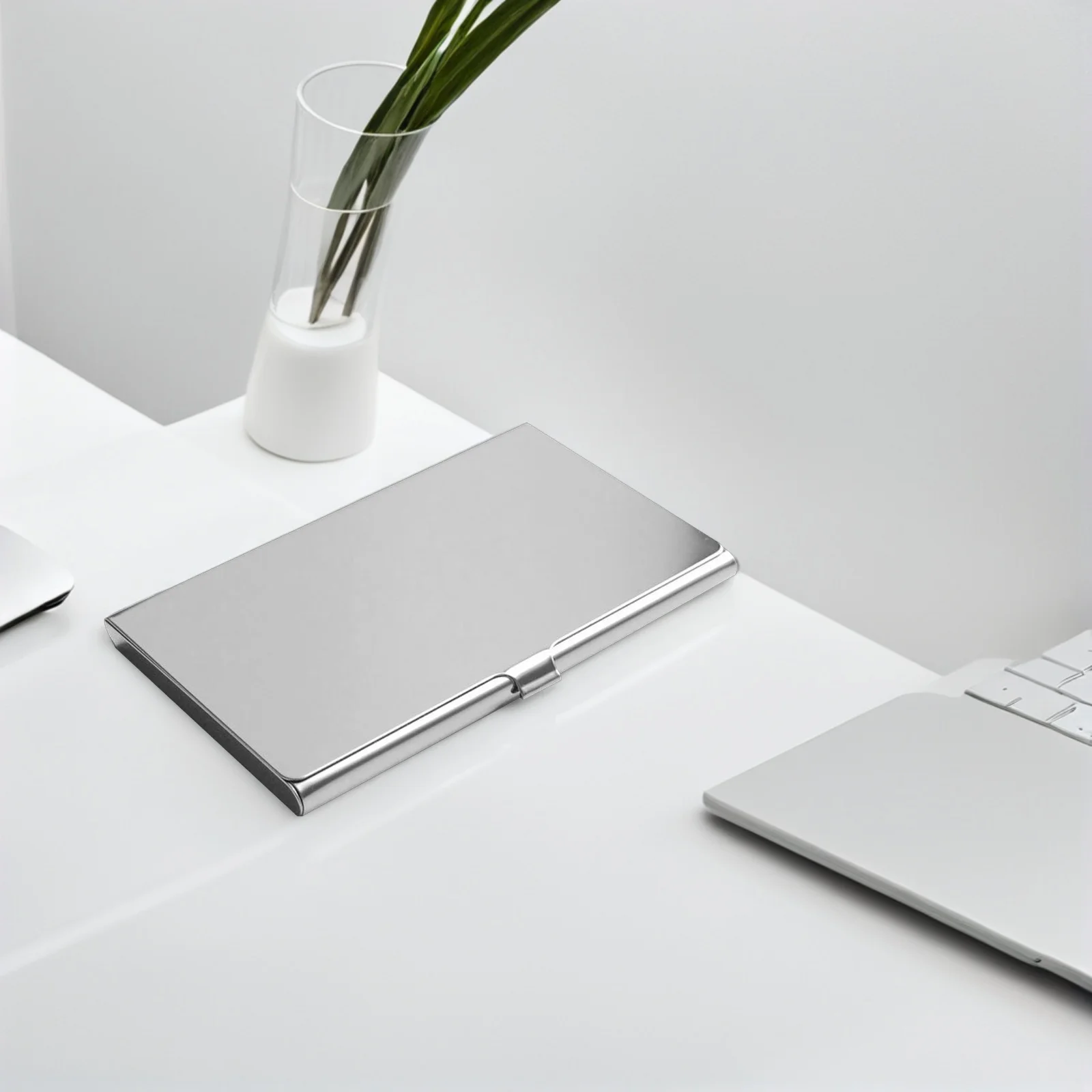 3 قطعة حامل الأعمال الفولاذ المقاوم للصدأ سليم حافظة اسم معدنية للرجال النساء المحمولة بطاقة الائتمان الناقل المحفظة المنظم خمر