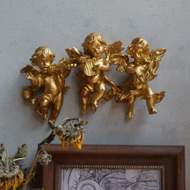 European Resin 3D Golden Angel Wall Adornment, Self Made, Artistic Decoration, Stylish and Unique Design, High Quality