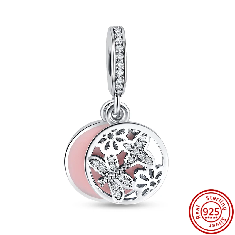 92 estilo rosa série zircão coração amor mãe pavimentar brilhante clipe grânulo caber pandora charme pulseira feminino 925 prata diy jóias