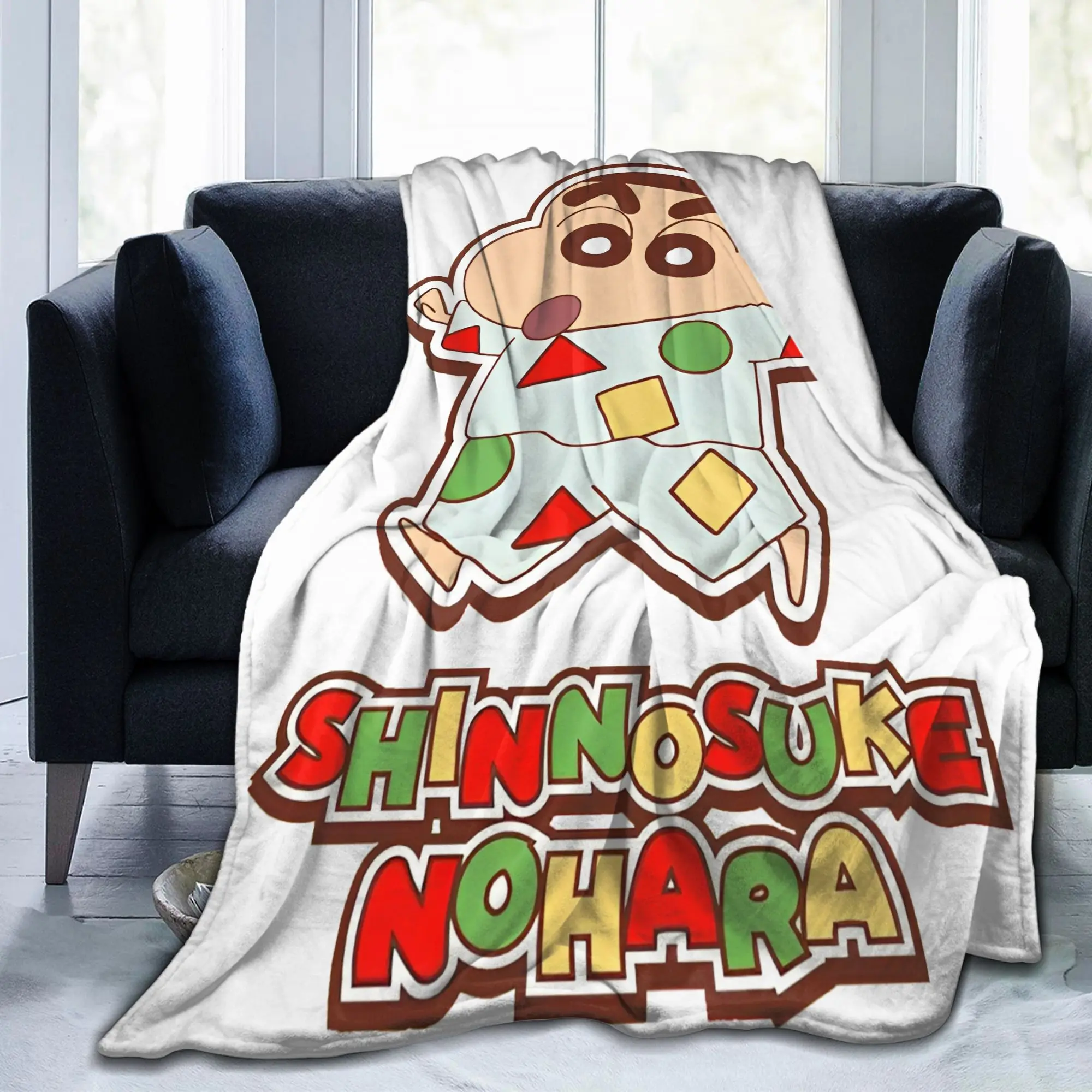 

Happy Crayon Shin-chan Anime Blanket Flannel Novelty Warm Throw Blanket for Coverlet All Season