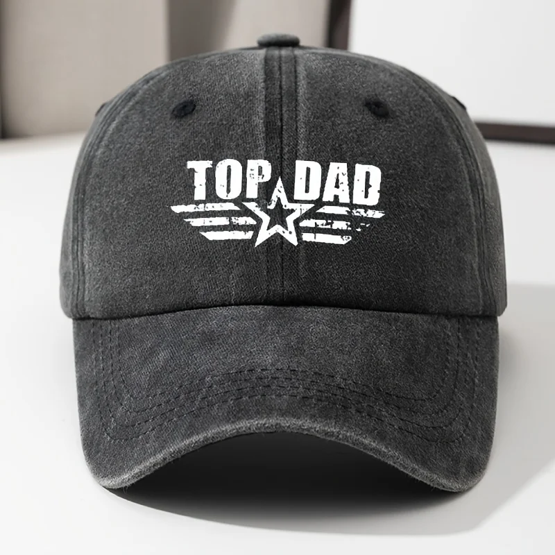 Top Dad Adjustable Baseball Cap - Unisex Polyester Lightweight Fashion Hat with Vintage Wash Design, Machine Washable