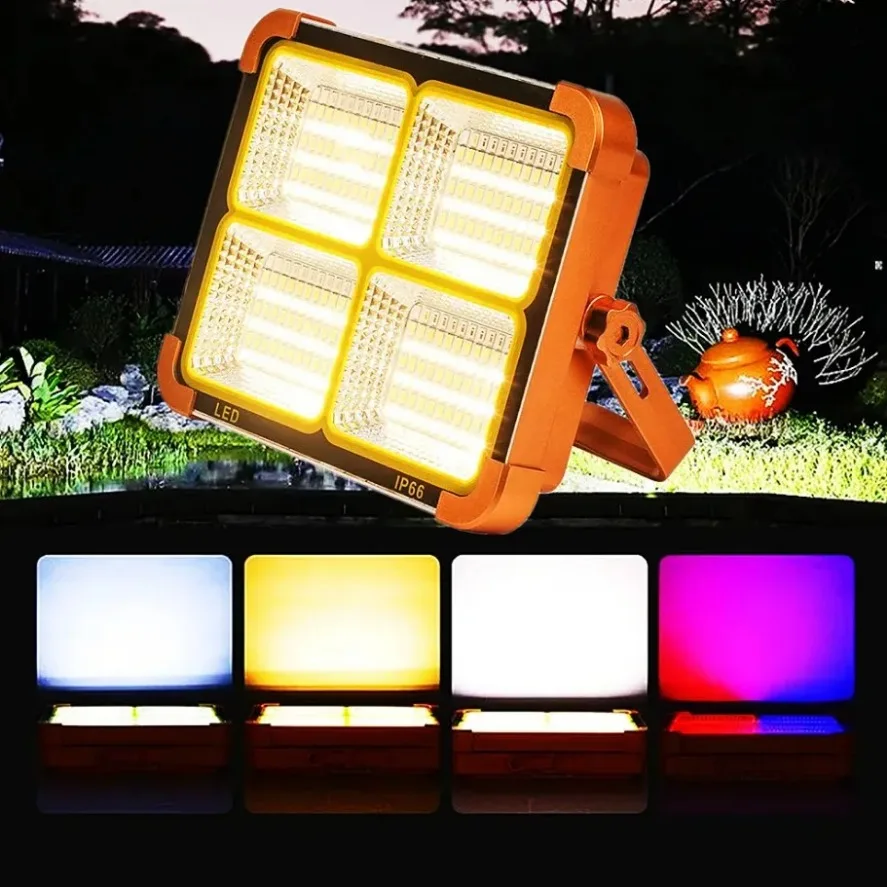 Portable Solar Charging Floodlight IP66 waterproof LED Camping Light 1000W Power Bank 8000mAh For Outdoor Emergency Lighting