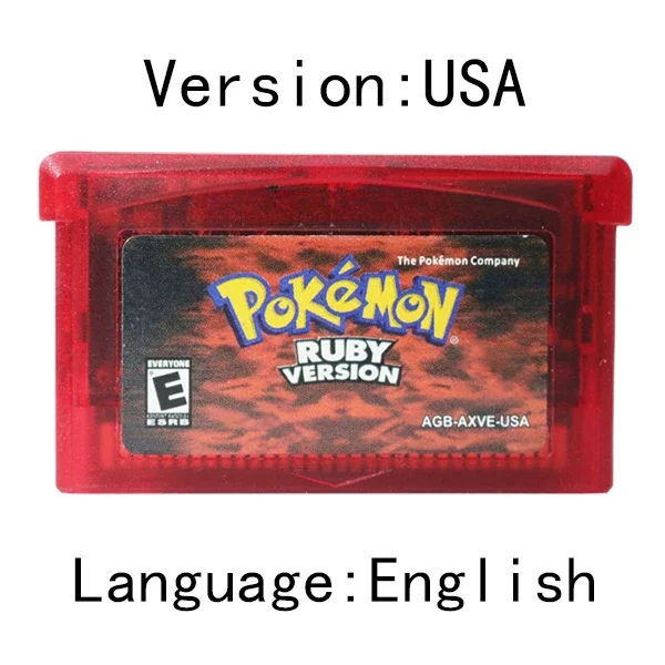 Video Game Cartucho Console Card, Pokemon Series, GBA Game Console Card, Rubi, vermelho fogo, Safira, Esmeralda, LeafGreen, EUA Versão para GBA NDS, 32 Bit