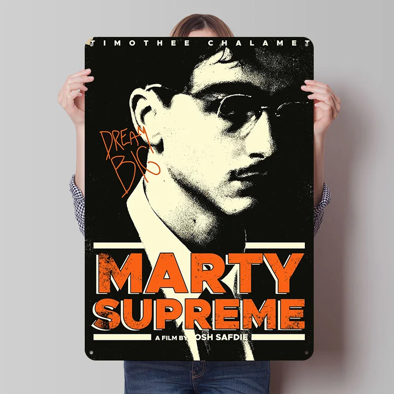 Marty Supreme Movie Timothée Chalamet Tin Plaque Poster Customized Retro Wall Art Vintage Metal Signs for Room Bathroom Decor