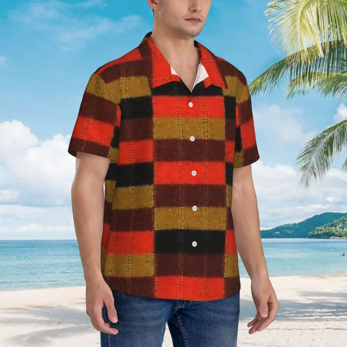 District Line Moquette Seat Cover Hawaiian Shirts Funny Men Short Sleeve Shirt for Summer Beach Men's Lapel Tops