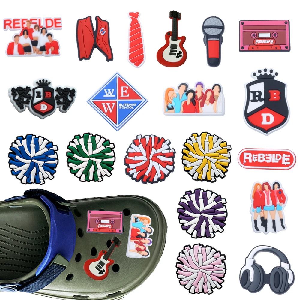 19Pcs Cartoon Youth Campus Style Series PVC Shoe Accessories DIY Detachable Waterproof Series PVC Shoe Decorations Gifts