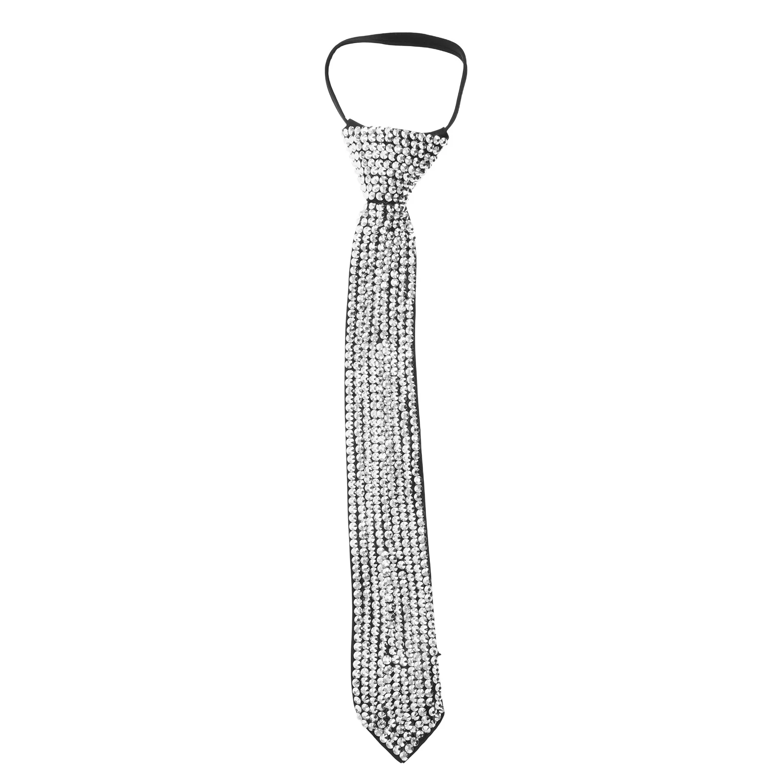 Rhinestone Necktie For Women Men Punk Vintage Geometric Metal Texture Tie For Graduation Party Formal