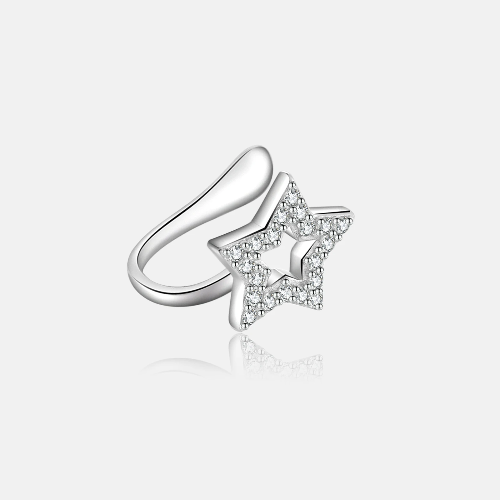 VEWANT 925 Sterling Silver Single Star Cuff No Piericng Clips Pendientes Women Crystal  Fine Jewelry Gift