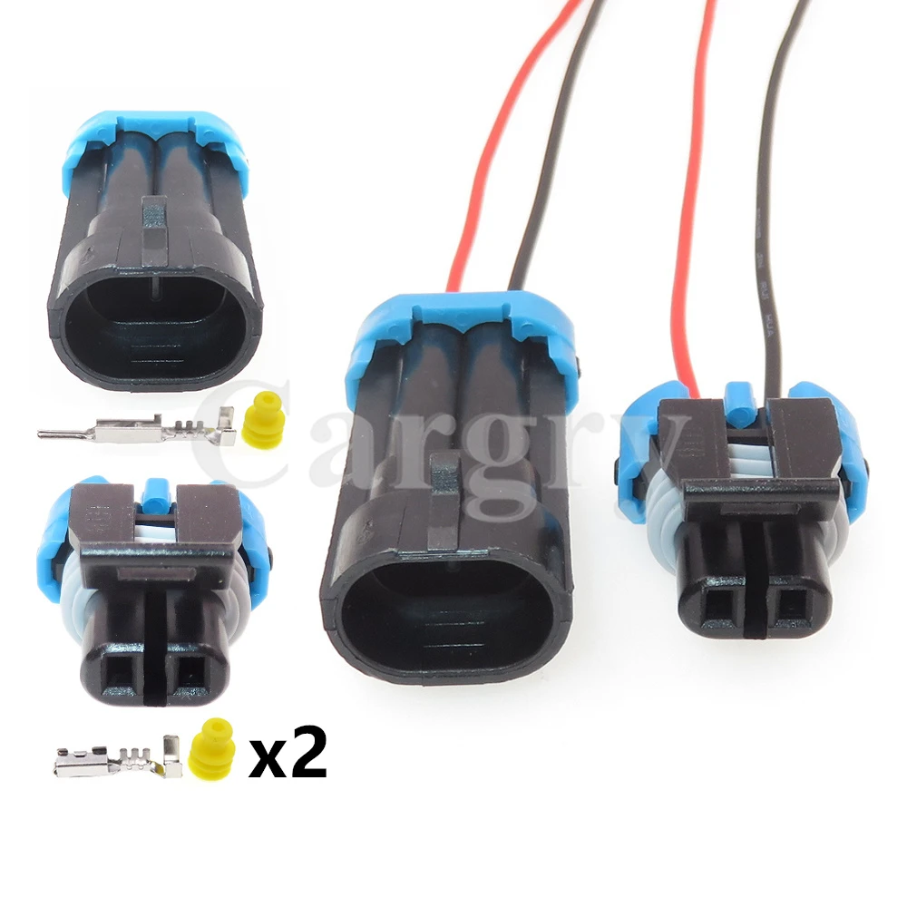 1 Set 2P 12162000 12052641 Car Starter Wiring Harness Waterproof Plug Auto Water Temperature Sensor Socket For Buick Excelle GL8