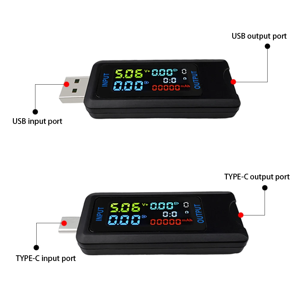 USB Type-C เครื่องทดสอบแรงดันไฟฟ้าตัวบ่งชี้ไฟฟ้าแอมป์มิเตอร์ Power Meter Charge DC มัลติมิเตอร์แบบดิจิตอลโวลต์มิเตอร์ Wattmeter