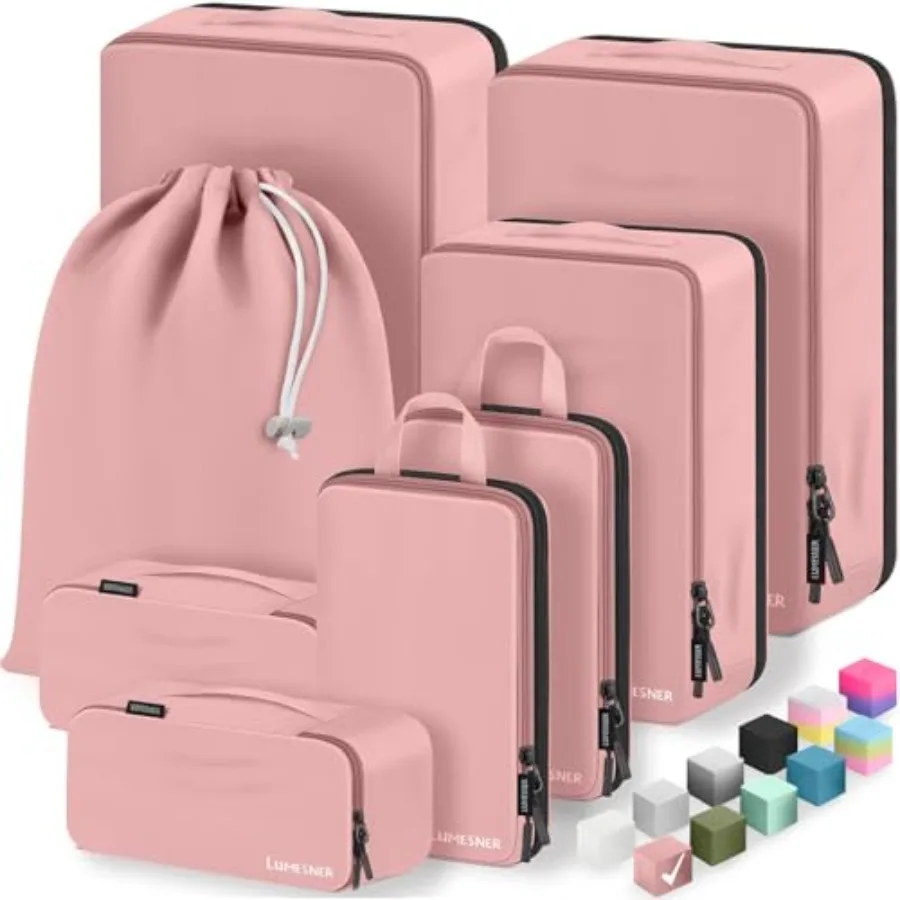 

8 Set Compression Packing Cubes for Travel Waterproof Luggage Organizers Suitcase Organizer Set for Carry-On Checked Baggage Tr