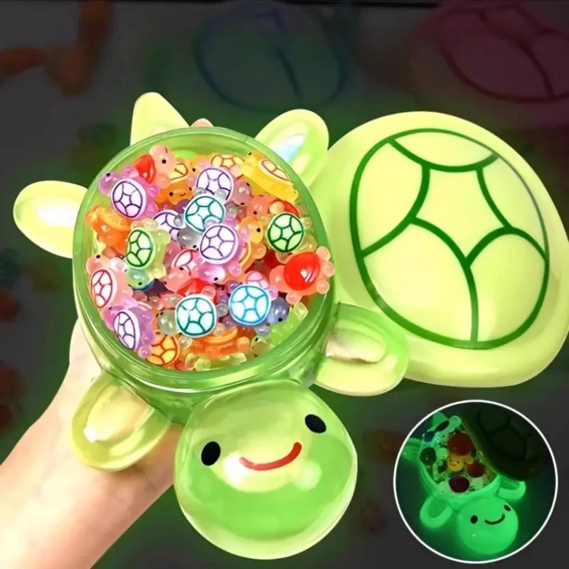 Cute Cartoon Luminous Turtle Storage Box Home Decor Resin Crafts Glowing Small Turtle Toy Storage Case Home Decoration