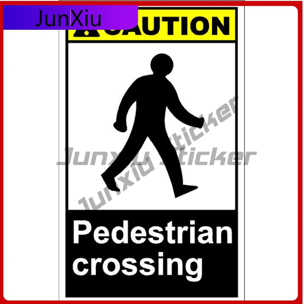 

Pedestrian Crossing Caution Unique Premium Vinyl Modern Window Decal Accessory Waterproof Car Laptop Bumper Auto Exterior