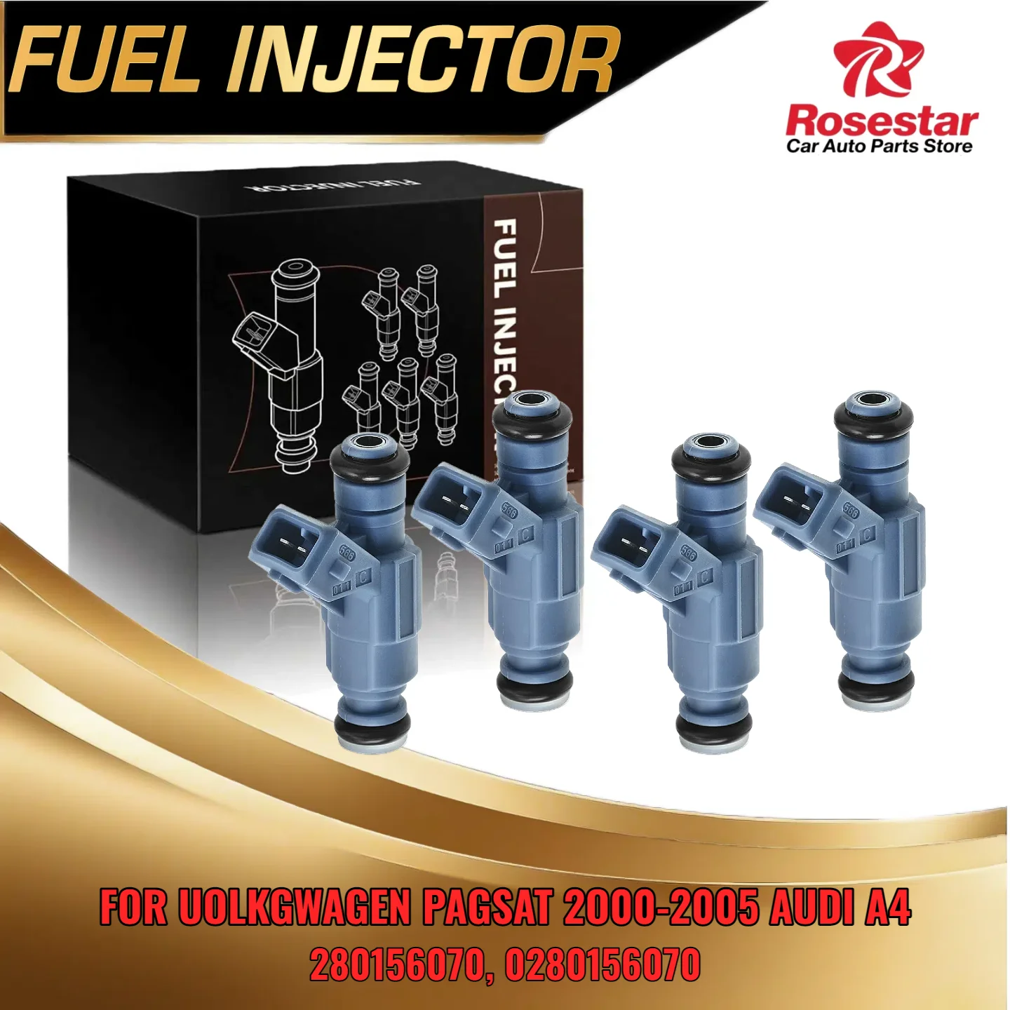 

For Audi A4 2002 2006 For VW Passat 2000 2005 4pcs Fuel Injector Set 1 8L 0280156070