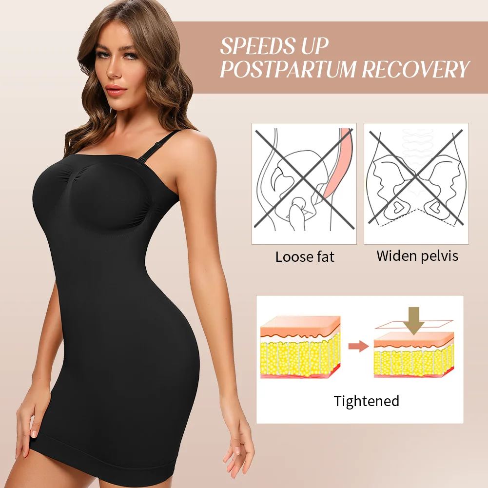 Women Shapewear Strapless Tube Slip Dress Mini Bodycon Dresses for Women Seamless Tanks Top Dress Slimming Underwear Corsets