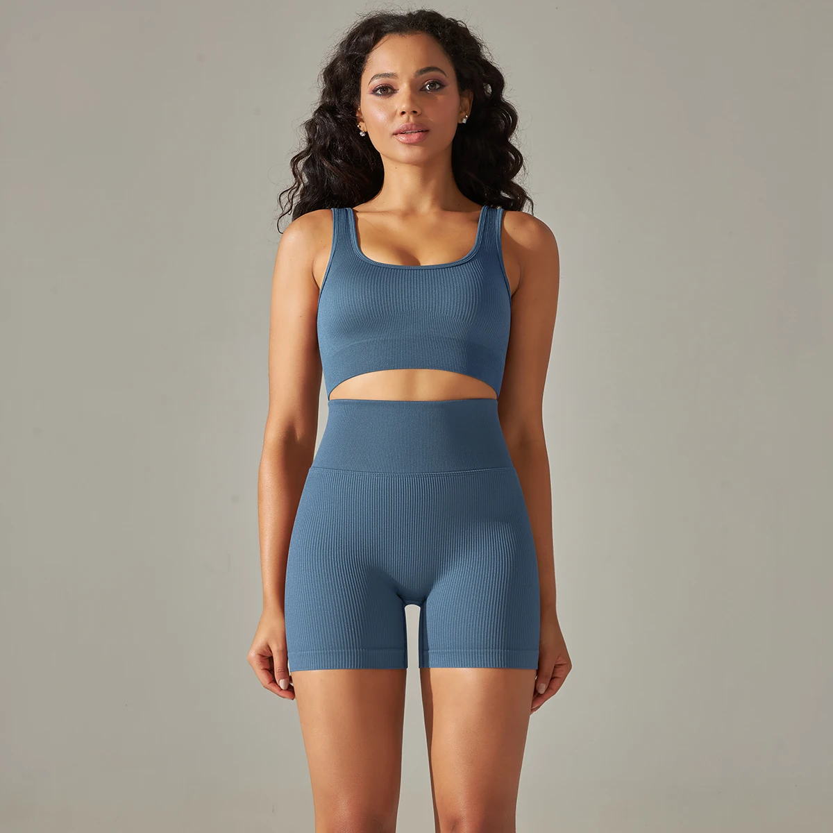 Women Sporstwear Yoga Set Sexy Square Collar Sport Bra Tops Suits With Shorts Gym Fitness Clothing Sleeveless Tracksuit