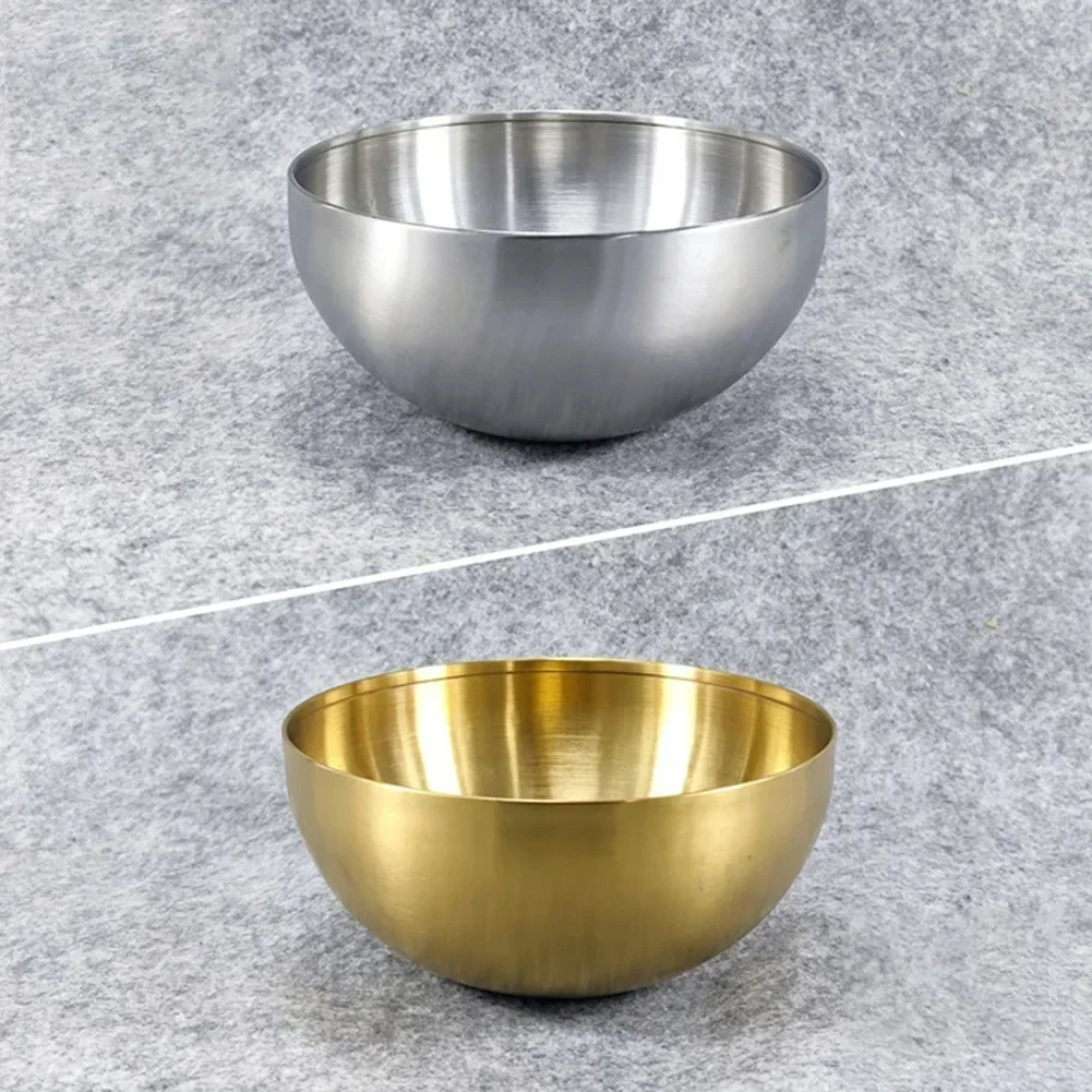 Gold/Silver Stainless Steel Fruit Salad Bowl Soup/Rice/Noodle/Ramen Bowls Kitchen Tableware Utensils Food Container Mixing Bowls