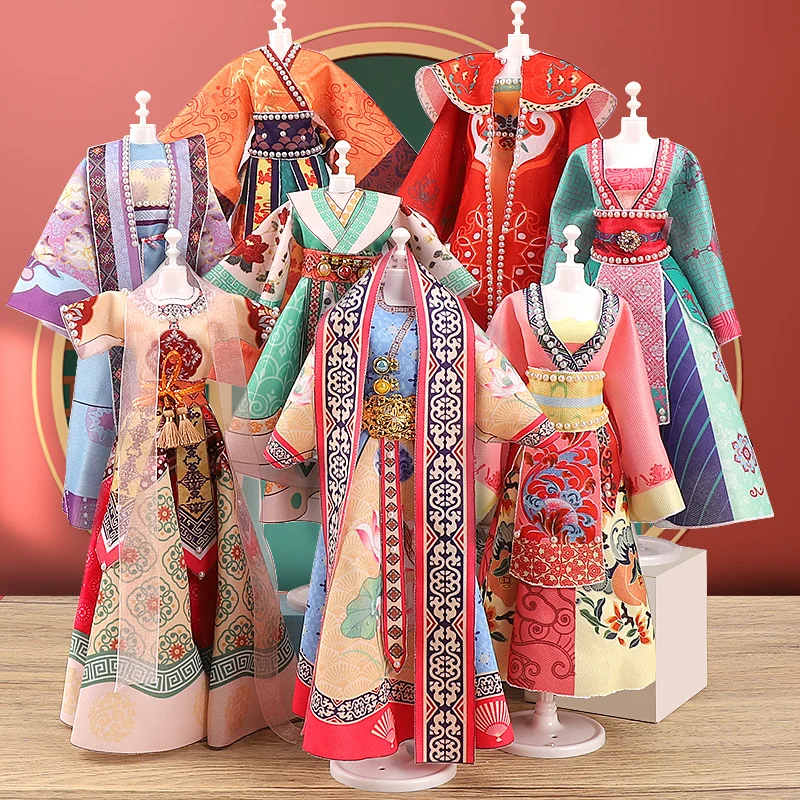 DIY Kids Clothing Design Tailoring Change Doll Handmade Creation Toys DIY Children\'s Hanfu Girl New Year Birthday Gift Costume
