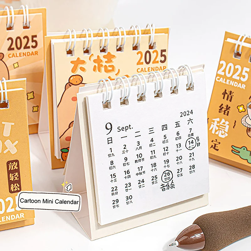 2025 Desk Calendar Kawaii Capybara Calendar To Do List Daily Monthly Yearly Planner Time Manegement Desk Decor Office Supplies