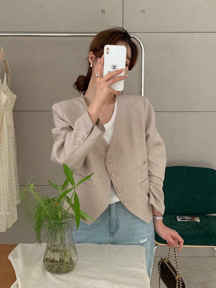 

Korean mat Sle ort Women's V-Ne Spring 2025 New Design High-End Feelings Super Good Looking Top